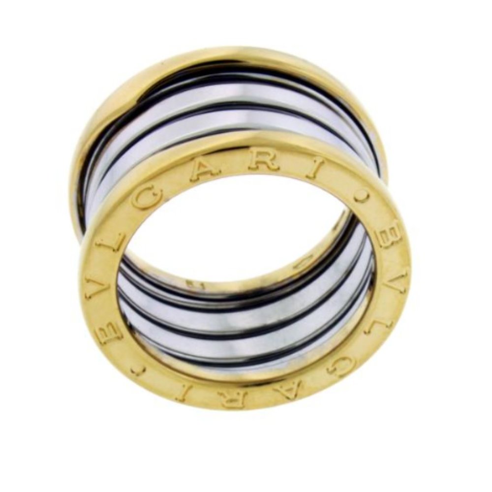 Bvglari Gold & White Gold Silver B.zero1 4 Band 2 Tone Yellow Ring